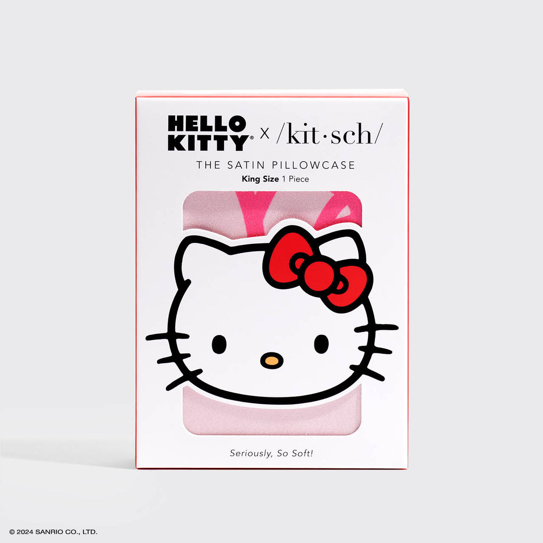 Kitsch x Hello Kitty Satin Pillowcase in Pink Hello Kitty Faces - King