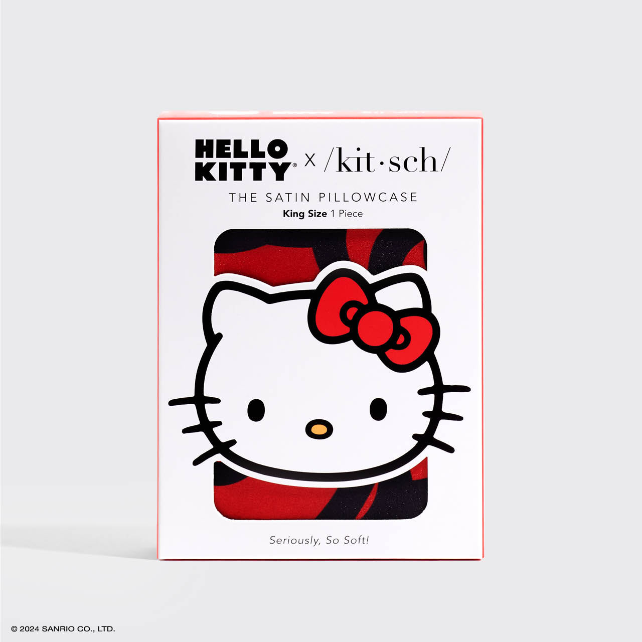 Kitsch x Hello Kitty Satin Pillowcase in Kitty Bathes in a Sea of Bows - King