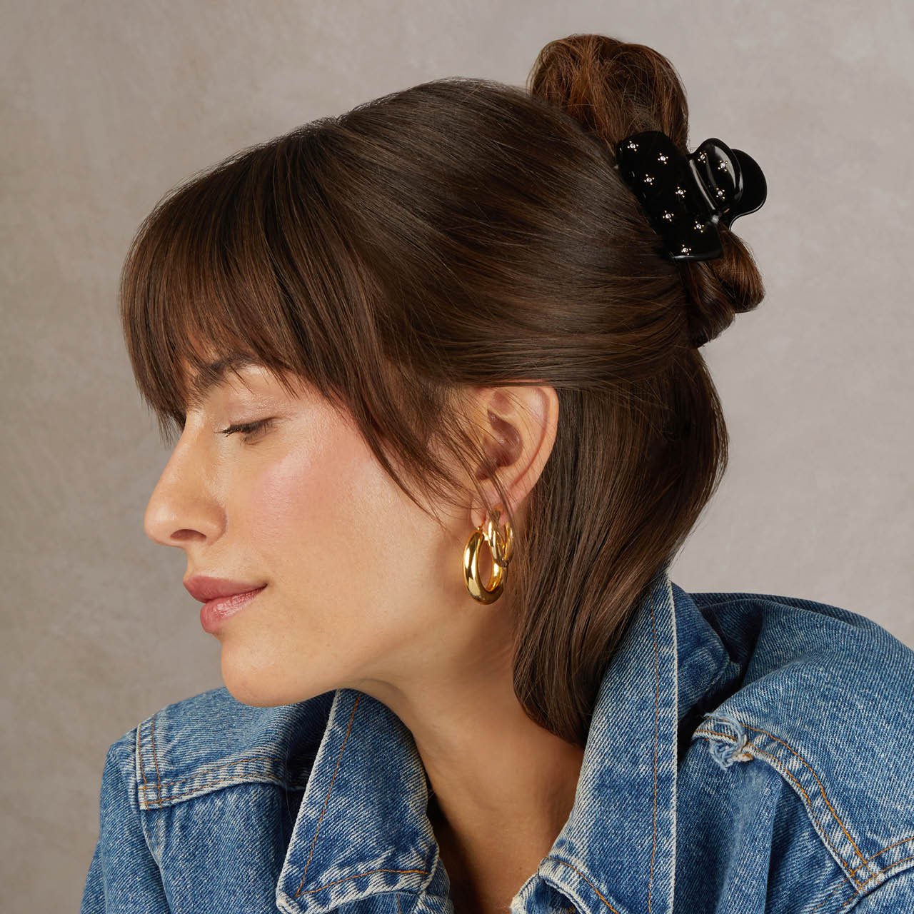 Black Rhinestone Cloud Claw Clip