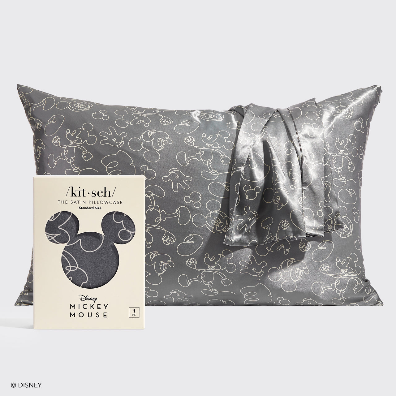 Kitsch x Mickey and Minnie Satin Pillowcase in Mickey Maze