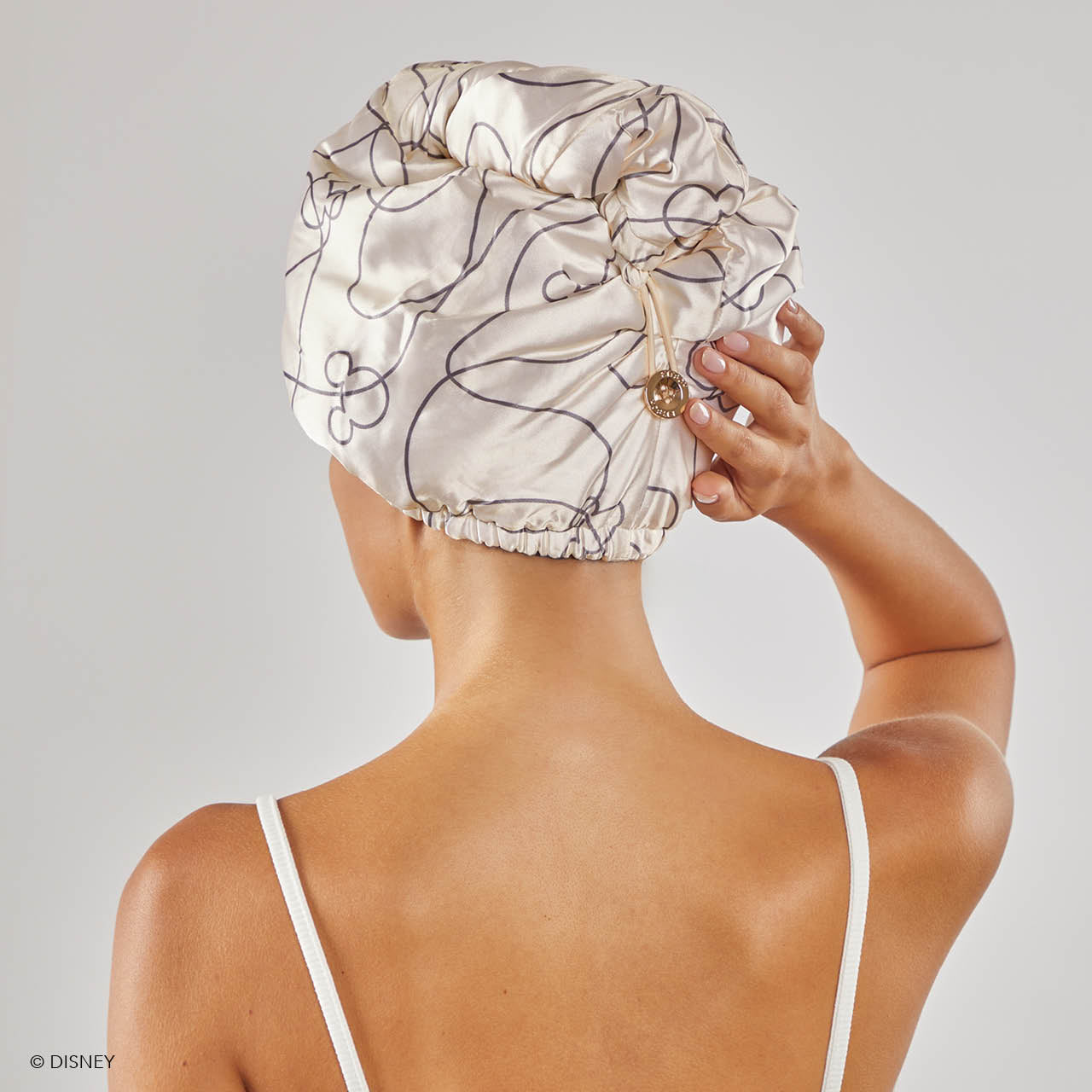 Mickey/ Minnie x Kitsch Satin-Wrapped Hair Towel Mickey Maze - Cream