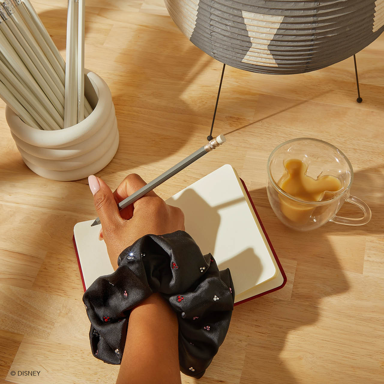 Kitsch x Mickey and Minnie Black Rhinestone Scrunchie