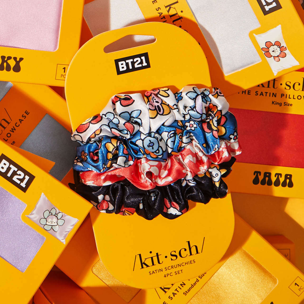 Kitsch x BT21 Satin Sleep Scrunchies 4pc Set