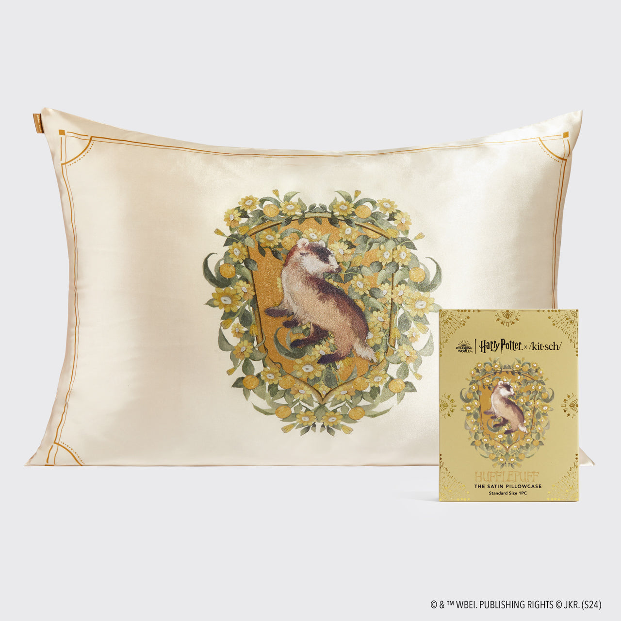 Kitsch x Harry Potter Satin Pillowcase in Hufflepuff