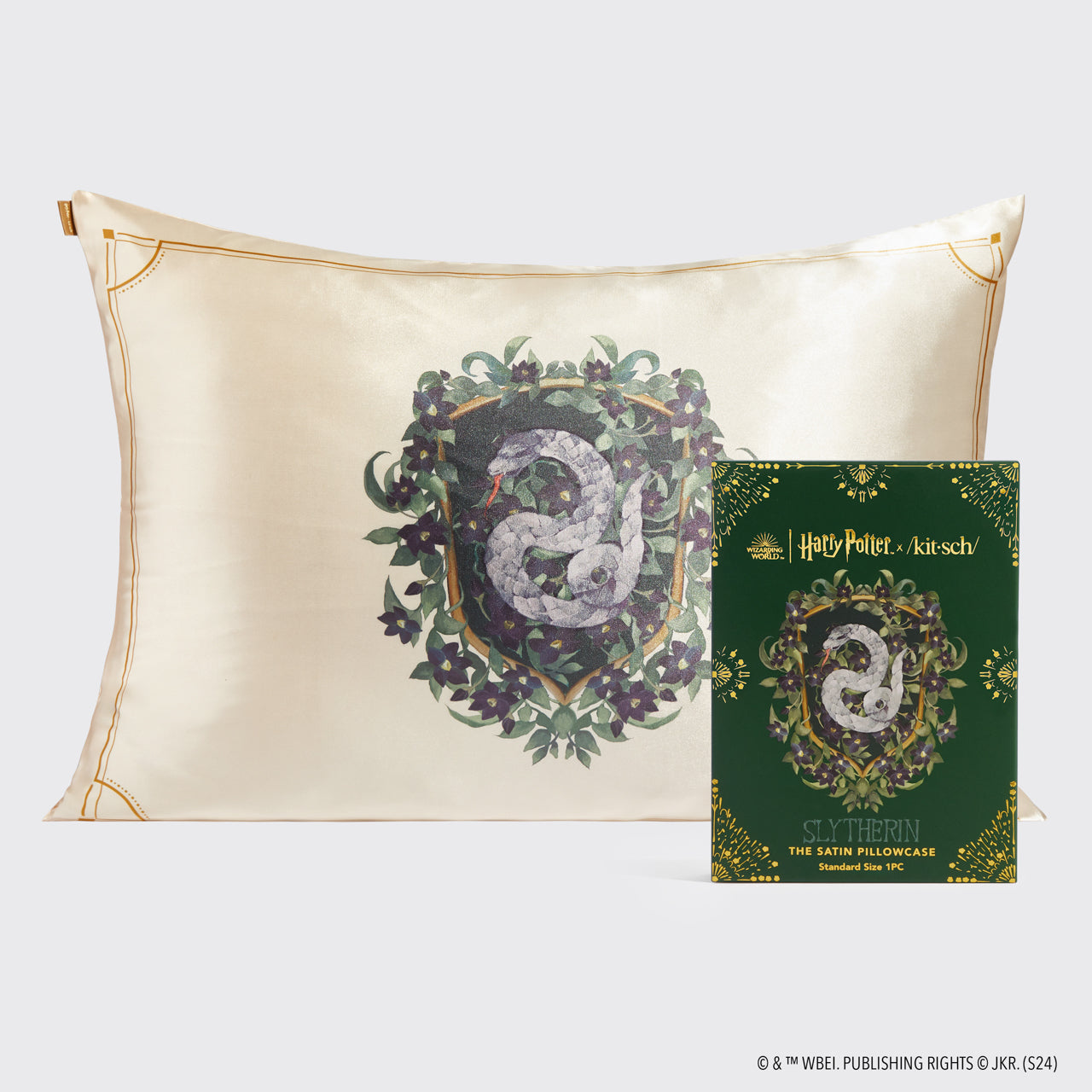 Kitsch x Harry Potter Satin Pillowcase in Slytherin