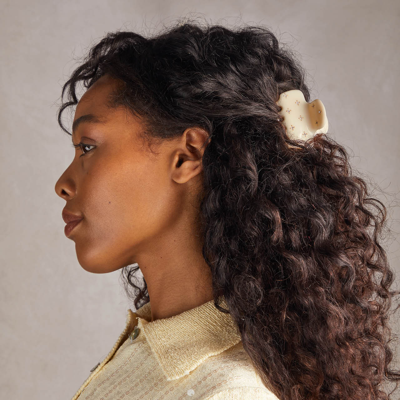 Ivory Rhinestone Cloud Claw Clip