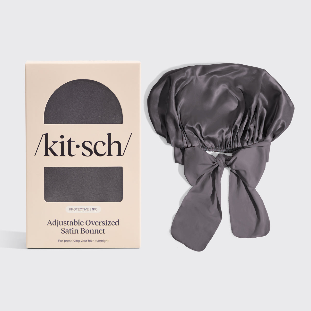 Charcoal Oversized Satin Bonnet