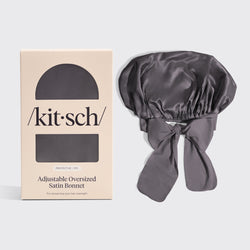 Charcoal Oversized Satin Bonnet