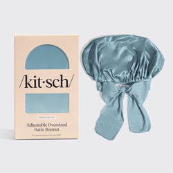 Haze Blue Oversized Satin Bonnet