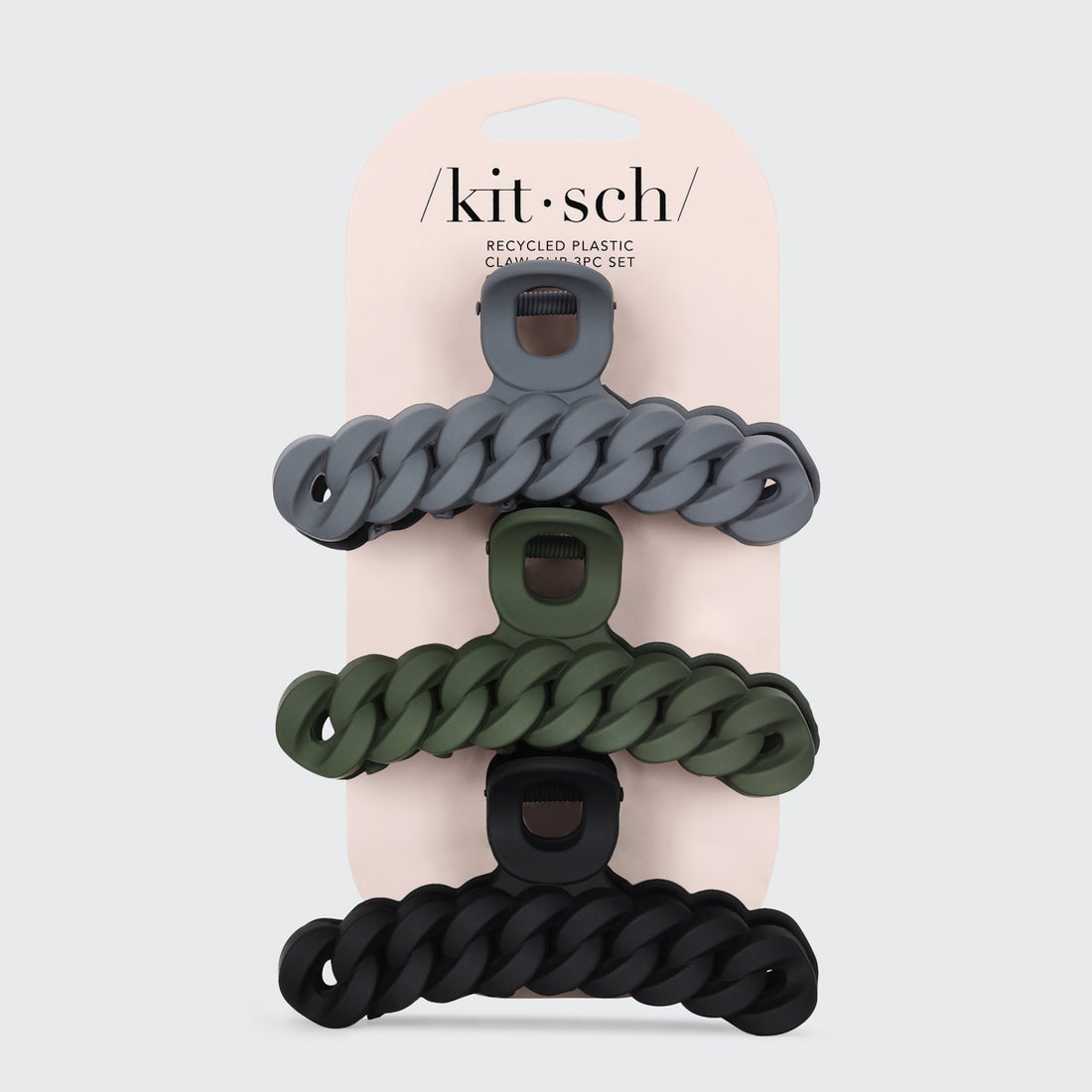 Black & Moss Chain Claw Clips 3pc Set