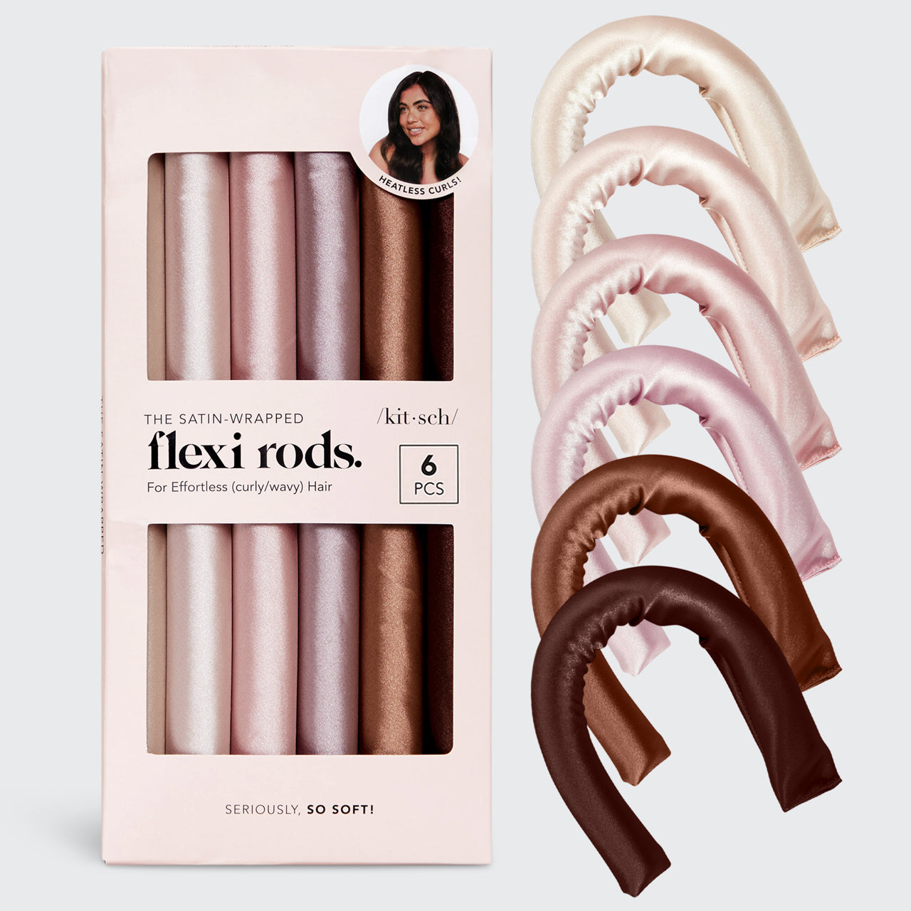 Satin-Wrapped Flexi Rods 6pc Set - Rosewood