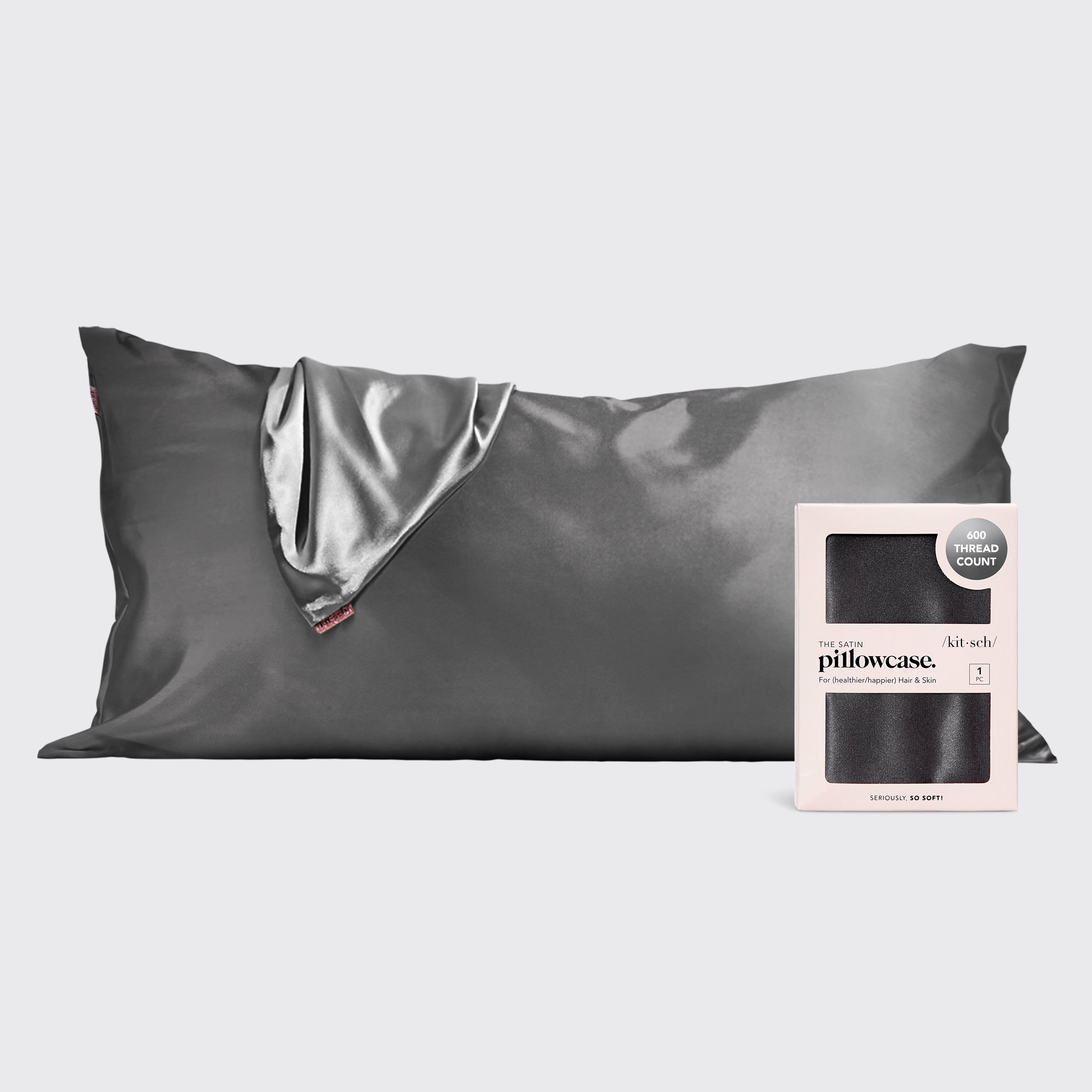 Satin Pillowcase in Charcoal - King