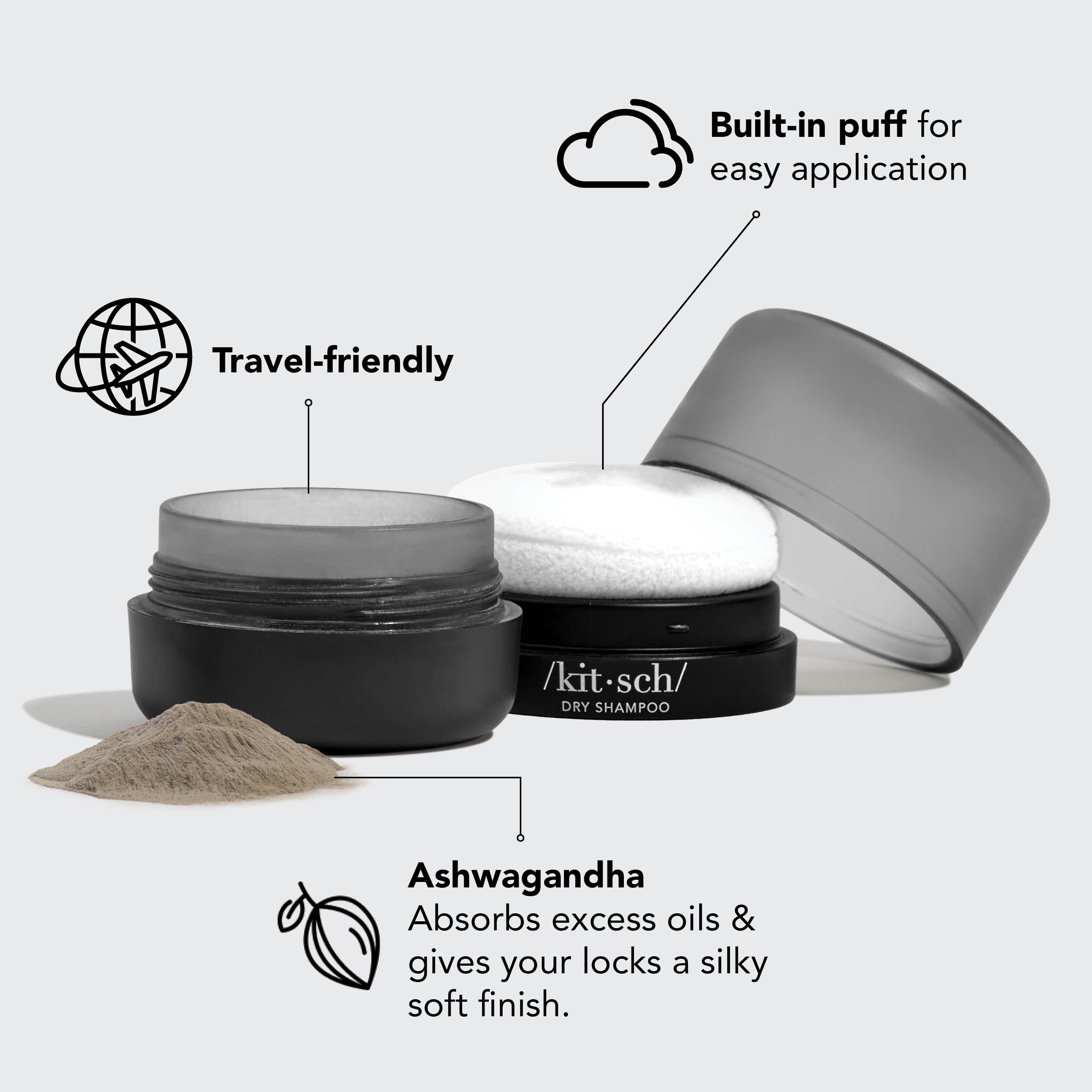 Dark Volumizing Rice Protein Dry Shampoo with Puff