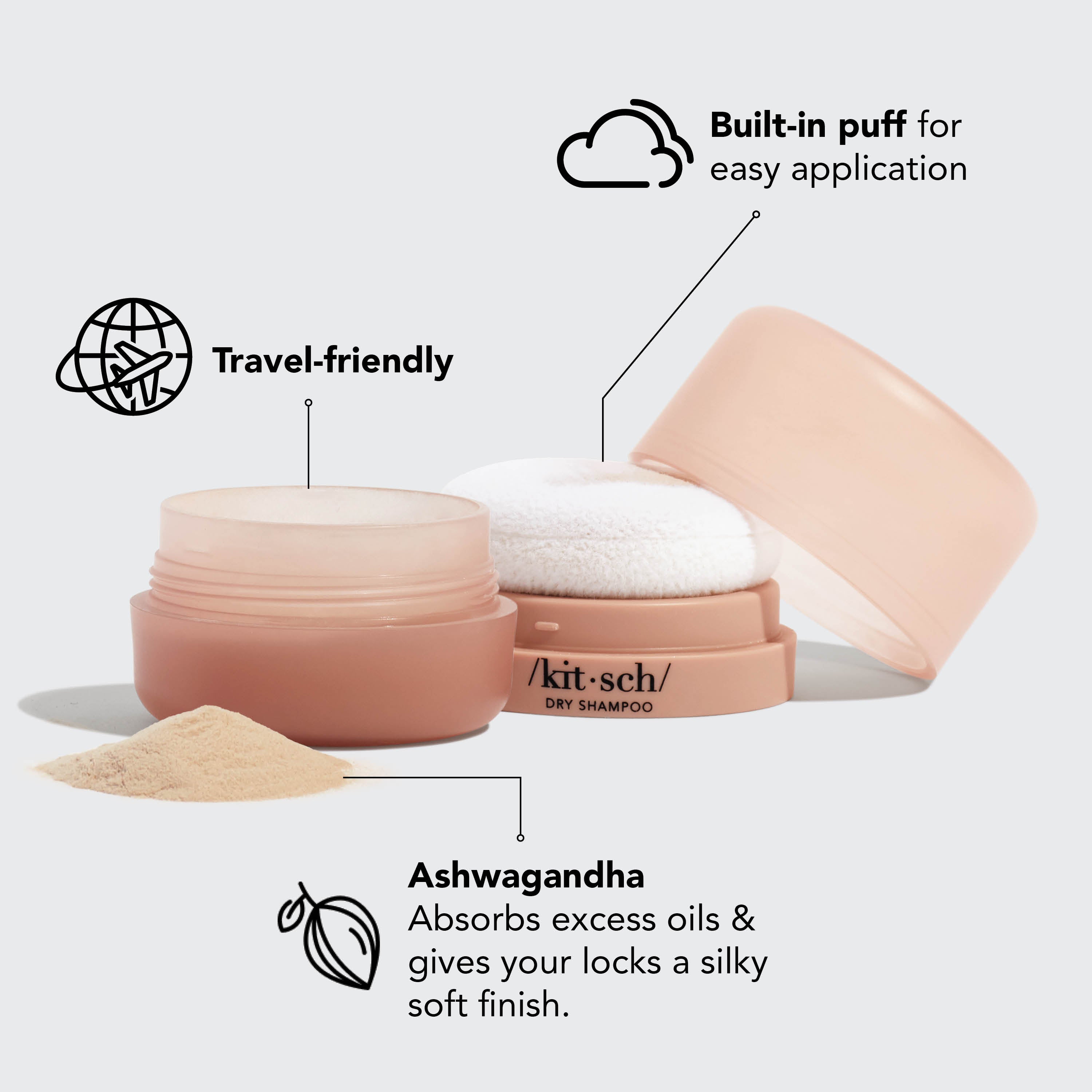 Light Volumizing Rice Protein Dry Shampoo with Puff