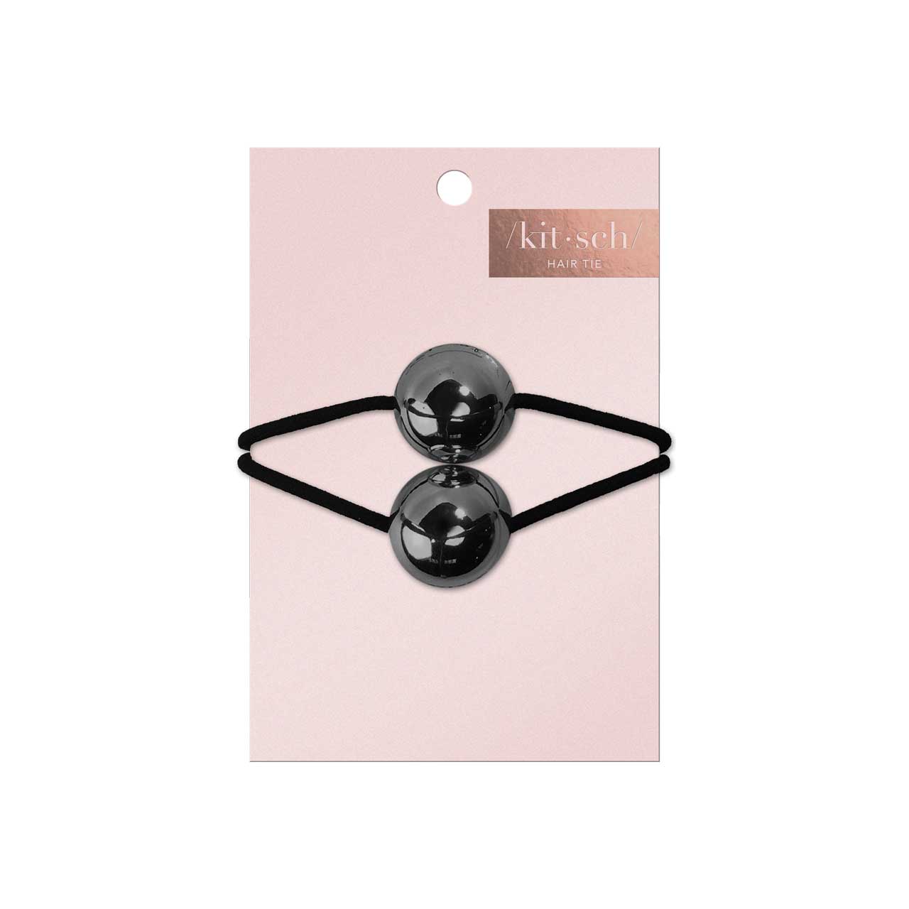 Metal Double Bead Hair Tie - Hematite