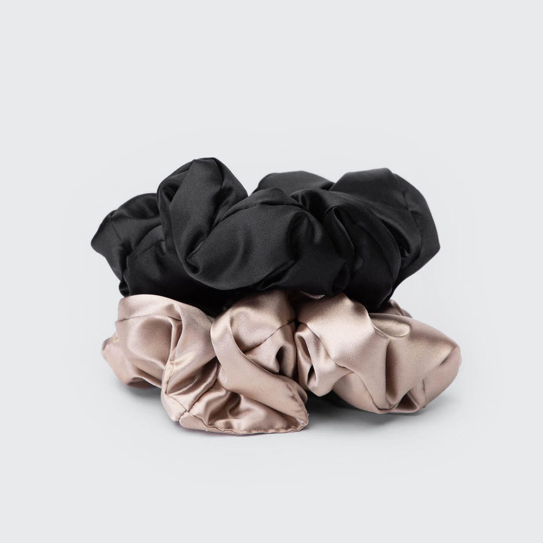 Charcoal & Gold Satin Pillow Scrunchies 2pc Set