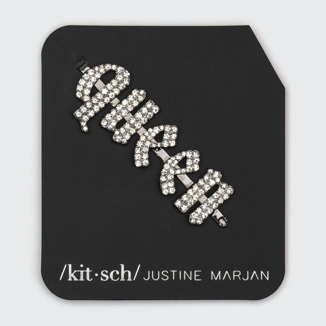 Rhinestone "Queen" Bobby Pin - Hematite