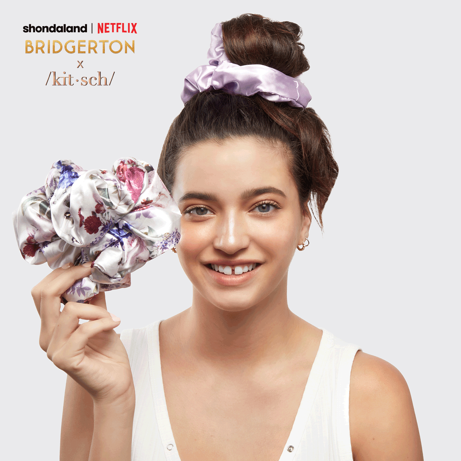 Bridgerton x Kitsch Satin Pillow Scrunchies - Floral