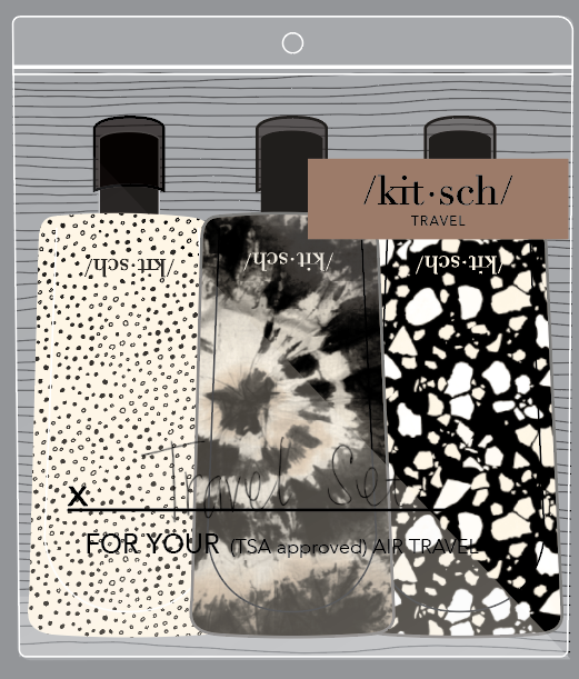 Black & Ivory Travel Bottles for Toiletries 3pc Set